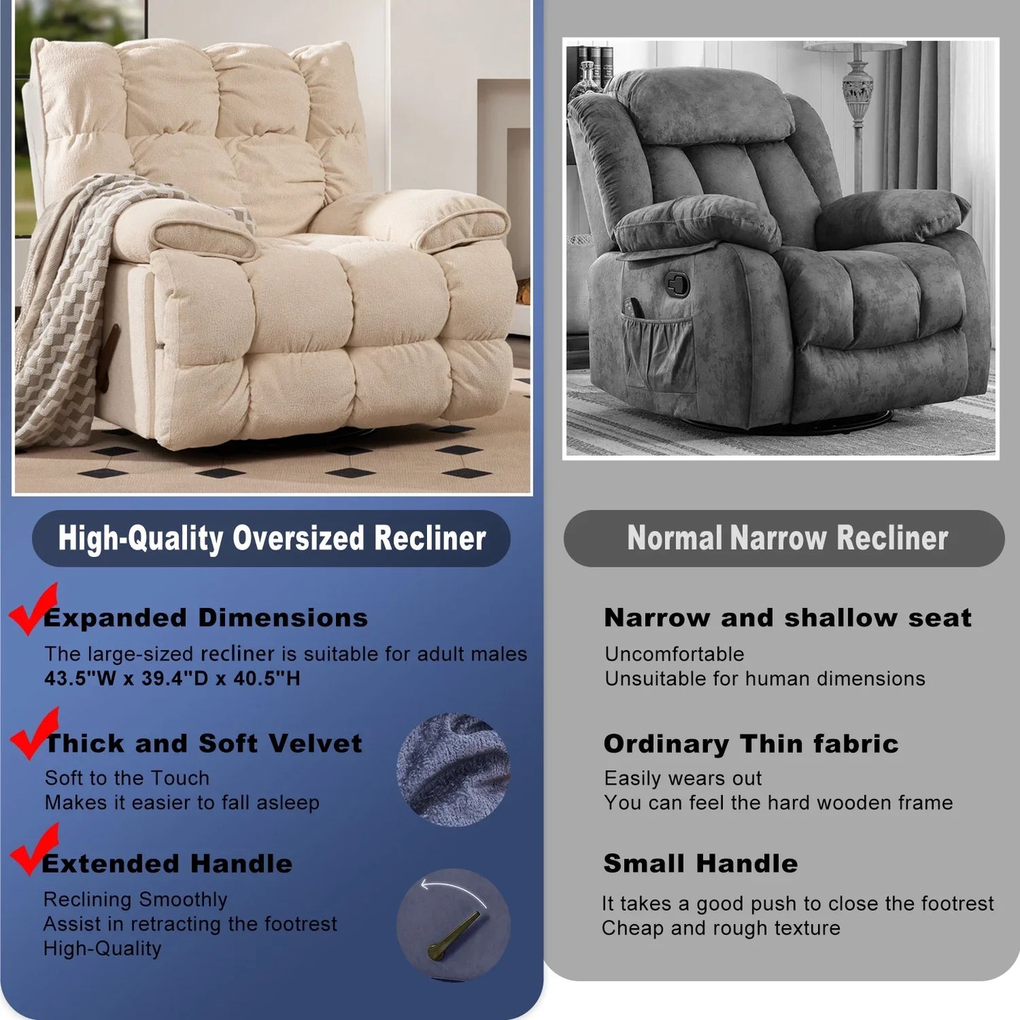 KingSize Rocker Recliner Chair