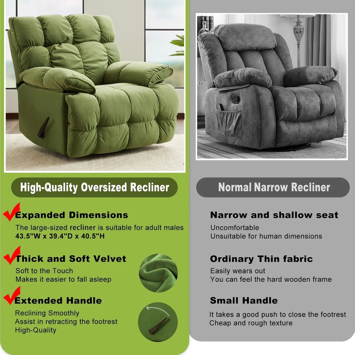 KingSize Rocker Recliner Chair